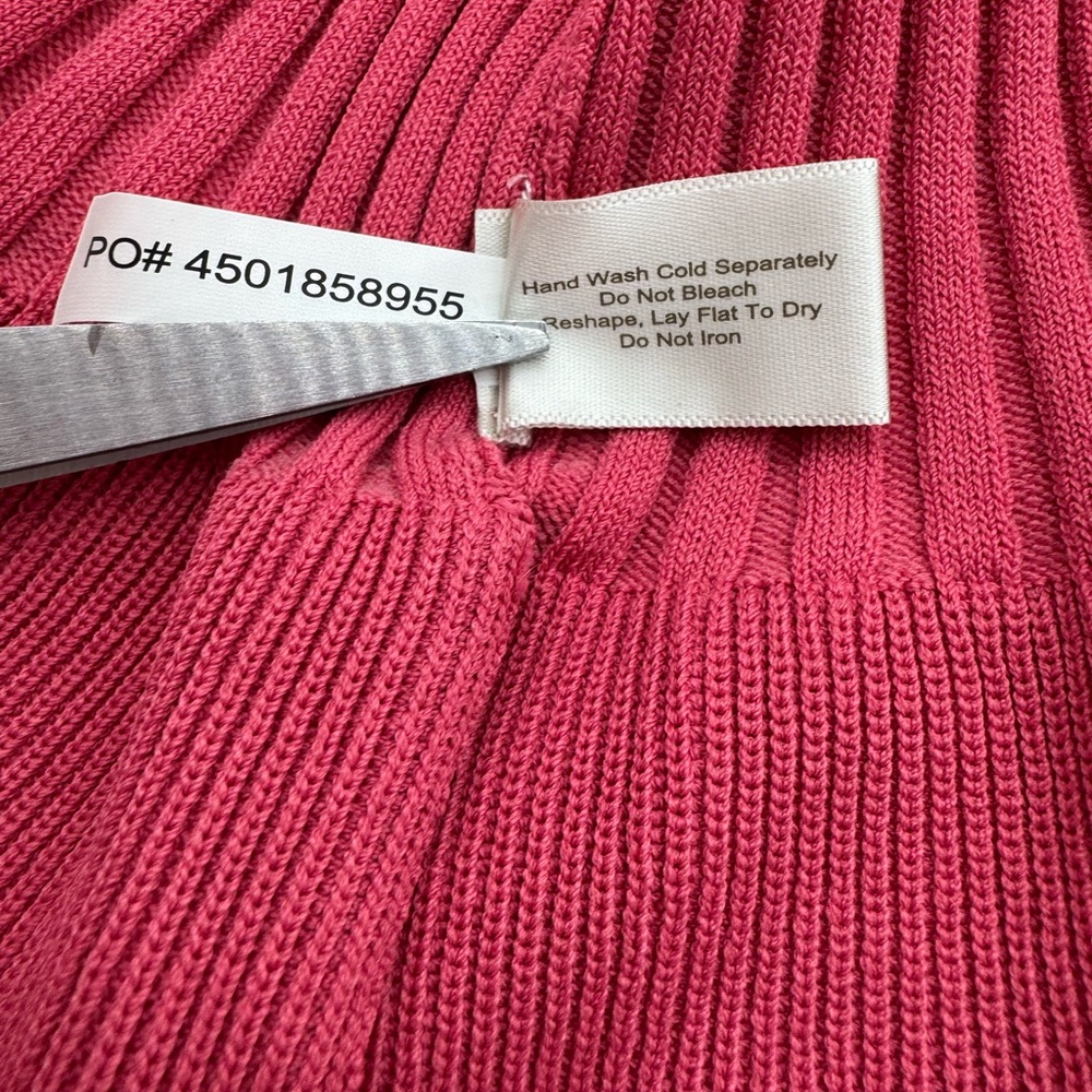 Boston Proper Deep Coral Ribbed Long Sleeve Peplum Top, Size Medium - Picture 8 of 12